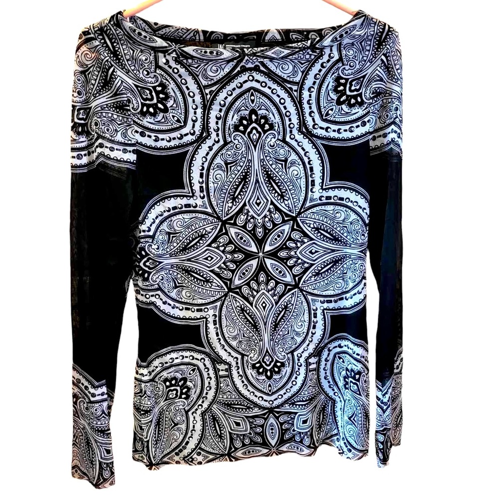 INC top semi sheer sleeves.